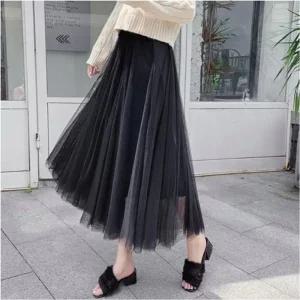 [라일리여성의류] Rly 여성 페미닌 샤스커트 레이스 A라인 주름 플리츠