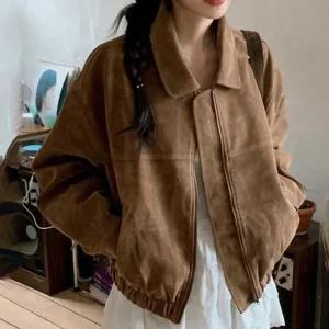 [라일리여성의류] Rly 여성 가을 아우터 블루종 자켓 스웨이드 간절기