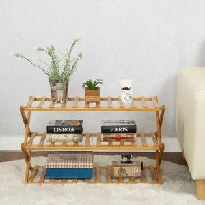 [라일리생활건강] Rly 크로스 우드 3단 선반 접이식 인테리어 나무선반