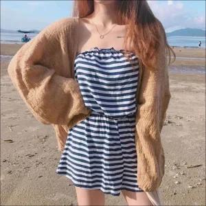 [라일리여성의류] Rly 여성 시스루 얇은 벌룬핏 니트 가디건 여리여리