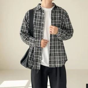 [라일리의류] Rly 비비오 커플 간절기 플란넬 체크 오버핏 셔츠 남