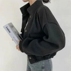 [라일리여성의류] Rly 여성 겨울 울 재킷 차이나넥 모직 자켓 숏점퍼