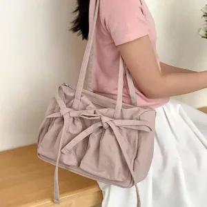 [라일리] Rly 발레코어 리본 나일론 숄더백 여성 가방 바게트백