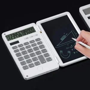 클레버 폴딩 휴대용 전자 메모패드 계산기 화이트