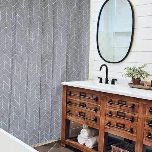 헤링본 대형 체크 욕실 화장실 샤워 방수 커텐 커튼 방수커튼 욕실샤워커튼 욕실커텐