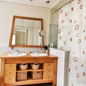 욕실 화장실 패브릭 샤워커튼 반투명 중 브라운 북유럽샤워커튼 샤워커튼봉세트