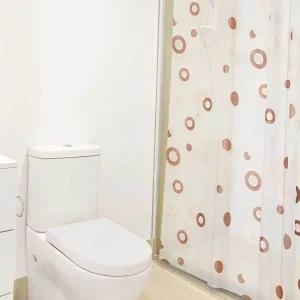 욕실 화장실 패브릭 샤워커튼 반투명 소 브라운 북유럽샤워커튼 샤워커튼봉세트