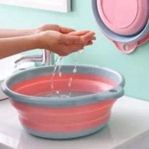 접이식 보관 폴딩형 소형 핑크 접이식욕조 바가지 사용이편리한 깔끔한욕실 주방 김장