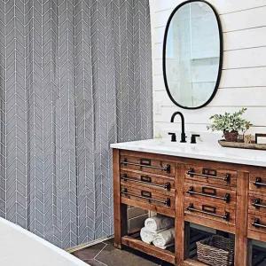 화장실 방수 샤워 체크 커튼 헤링본 커텐 대형 욕실 방수커튼 욕실샤워커튼 욕실커텐