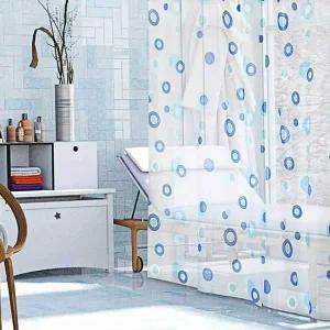 루 화장실 패브릭 중형 욕실 샤워커튼 땡땡이 반투명 북유럽 샤워커튼봉세트