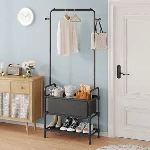 스탠딩 옷선반 2단 의류행거 검정 스탠드옷걸이 스탠드행거 스탠드옷걸이 스탠딩행거