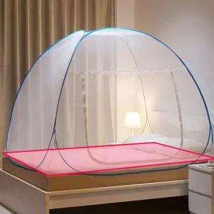 원터치 레이스 돔형 모기장 텐트 바닥 일체형 180X200 침대모기장 거실모기장 접이식모기장