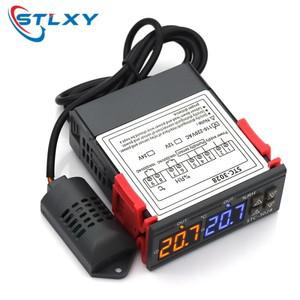 Stlxy STC-3028 듀얼 디지털 온도조절기 AC 220V DC 12V 24V 온습도계 박스 컨트롤러