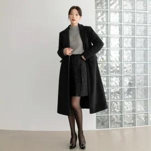 XXL까지) 사벨르 카라 버튼 롱 코트 겨울 아우터 하객룩 오피스룩 모임룩 격식룩 연말룩 빅사이즈