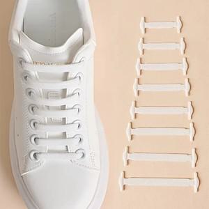 16Pcs 탄성 신발 끈  운동화 실리콘 스트레치 남여 패션 타이 없음 고무 밴드