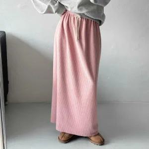 여자 MAXI 골지 슬릿 키큰녀 니트치마 고무줄 롱스커트