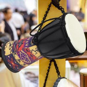 4 아프리카 젬베 드럼 전문 핸드 드럼, 수제 전통 예술 패턴, 어린이를 위한 아프리카 악기