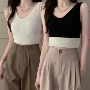 따뜻한 여성 이너 겨울 안감 퍼  골지 나시