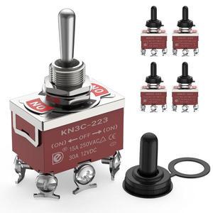DaierTek 5PCS 순간 토글 스위치 12V DC 3 30A DPDT (ON)-Off-(ON) 자동차 보트 용 커버가있는 6 핀
