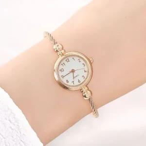 [골드스마일]와이어 뱅글 여성 손목시계(로즈골드 숫자)