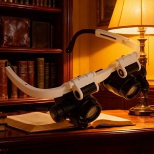 LED 조명이  확대경 머리 착용형 안경 보석 루페 용접 납땜 도구 8X 15X 23X