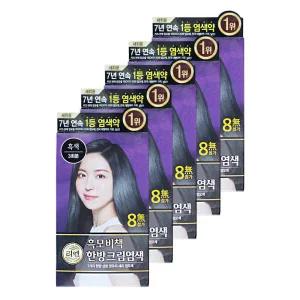 엘지 리엔 염색약 흑모비책 한방크림염색 흑색 5개