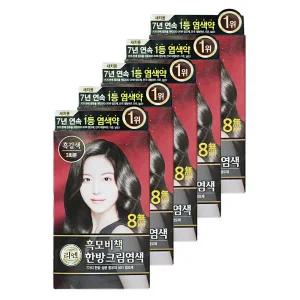 엘지 리엔 염색약 흑모비책 한방크림염색 흑갈색 5개