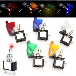 12V20A LED 토글 스위치 (플립 커버 가드 포함) - 자동차 보트 트럭 선박용 투명 항공기 ON/OFF 로커