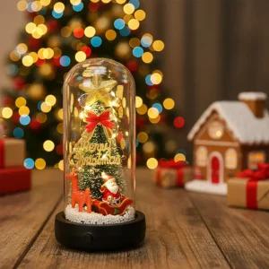 LED 유리돔 돔형 미니트리 크리스마스 트리 조명 탁상용 무드등 선물 장식