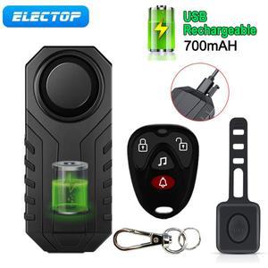 ELECTOP USB-C 충전식 자전거 알람 도난 방지 무선 리모컨 오토바이 진동 안전 시스템 113dB