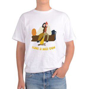 길단 아시아핏 반팔티 연인 모닥불 HAVE A NICE DAY 모닥불 피워그림 다양한색상 전사이즈