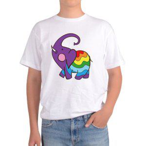 길단 아시아핏 반팔티 코끼리 엘리펀트 elephant 무지개색 코끼리그림 다양한색상 전사이즈
