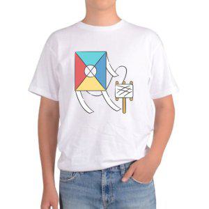 길단 아시아핏 반팔티 연날리기 신년놀이 전통놀이 방패연 가오리연그림 다양한색상 전사이즈