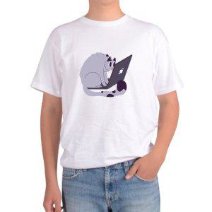 길단 아시아핏 반팔티 노트북 고양이 Cat Notebook 화면속이 비친그림 다양한색상 전사이즈