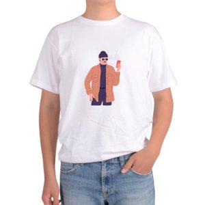 길단 아시아핏 반팔티 도시남자 핸드폰 음악 선글라스 모자 콧수염그림 다양한색상 전사이즈