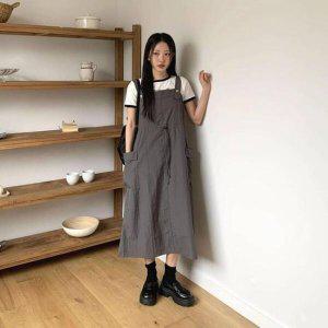 트위드 하객 롱니트 르즌나 원피스 쉬폰 멜빵