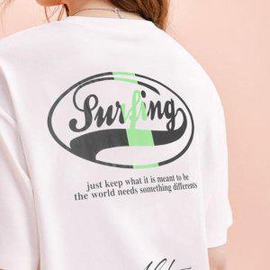 웨이브 프린트 메이 빅사이즈 서핑 나염티셔츠