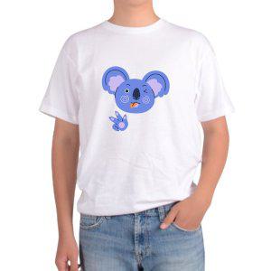 길단 아시아핏 반팔티 윙크하는 코알라 메롱 코알라 호주 인형얼굴그림 다양한색상 전사이즈