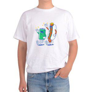 길단 아시아핏 반팔티 사이다 스프라이트 핫도그 칠리소스 간식그림 다양한색상 전사이즈