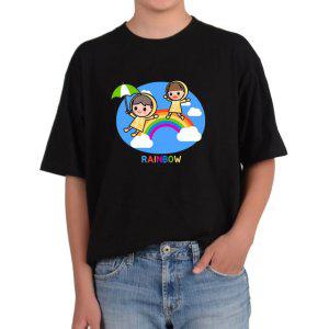 길단 반팔 USA핏 무지개 우산 RAINBOW 우비소녀 무지개다리그림 다양한색상 전사이즈