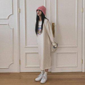 톰제리 휴양지 프린팅 원피스 맨투맨 여성 데님