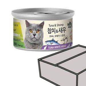 고양이 주식캔 간식 통조림 흰살 참치 새우 80g 24개 고양이캔 고양이간식캔