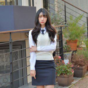 학생니트조끼 니트조끼 아이보리 조끼 교복 몰