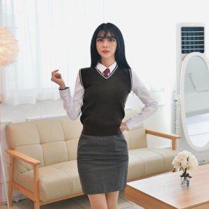 니트조끼 학생니트조끼 가디건 여자조끼 교복 브