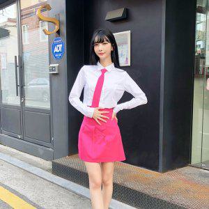예쁜 몰 교복 핫핑크 여학생 주름 전체 중고