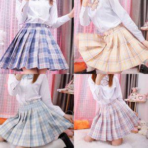 하이틴 쉬폰스커트 생활 체크스커트 머메이드스커