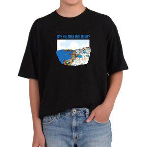 길단 반팔 USA핏 해변 휴양지 바다 함께하는 그리스 산토리니그림 다양한색상 전사이즈