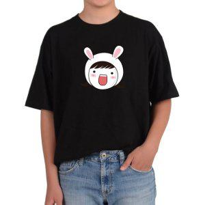 길단 반팔 USA핏 놀라는 토끼소녀 캐릭터 토끼모자 소녀얼굴그림 다양한색상 전사이즈