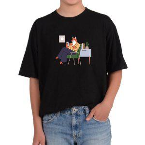 길단 반팔 USA핏 핸드폰 모바일폰 여우 책상그림 다양한색상 전사이즈