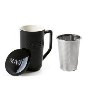 유리 찻잔 티머그 마시컵 홍차 녹차 거름망 머그컵 370ml 블랙